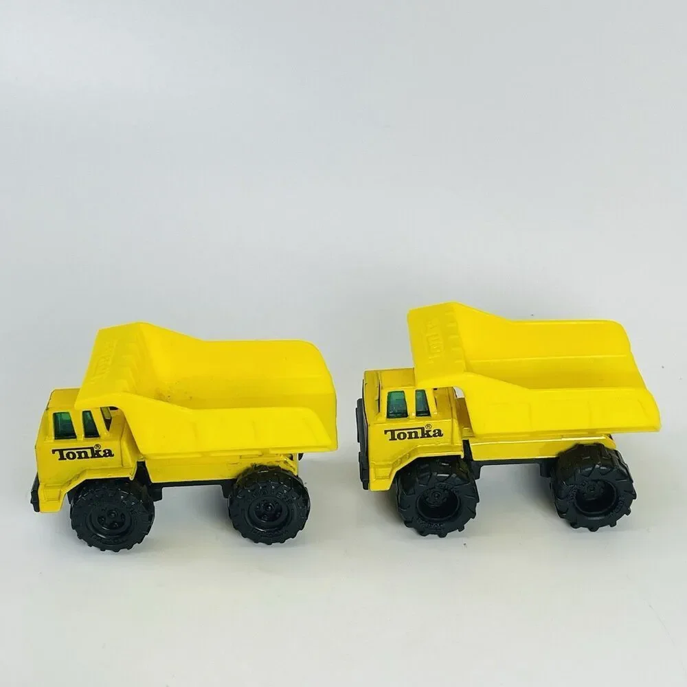 Lot of 3 Vtg Tonka Construction Vehicles 1992 Yellow Dump Trucks & Orange Load